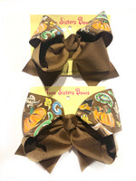 Vera Autumn - Handpainted Brown Hair bow - Choose 6” or 8”