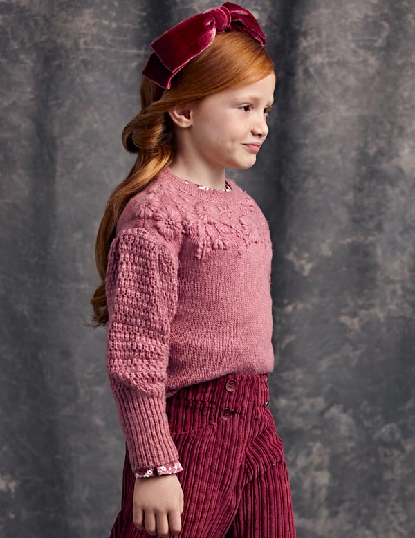 Floral Embroidered Sweater in Blush - Select Size