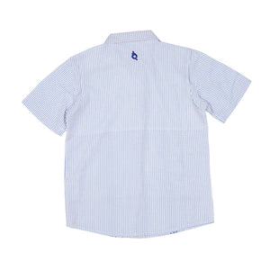 Men’s Guayabera - Blue/Orange Check Short Sleeve Shirt - Select Size