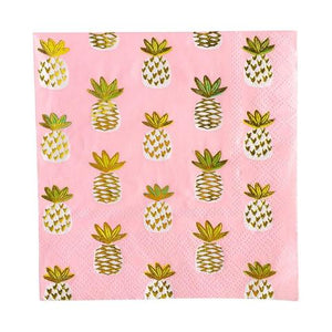 Pineapples & Pink-Beverage Napkins-20 count
