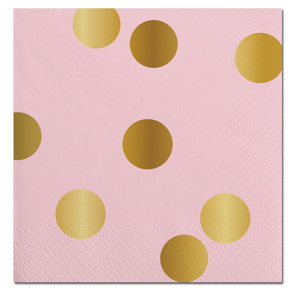 
            
                Load image into Gallery viewer, Pink With Gold Dots-Beverage Napkins-20 count
            
        