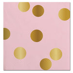 Pink With Gold Dots-Beverage Napkins-20 count