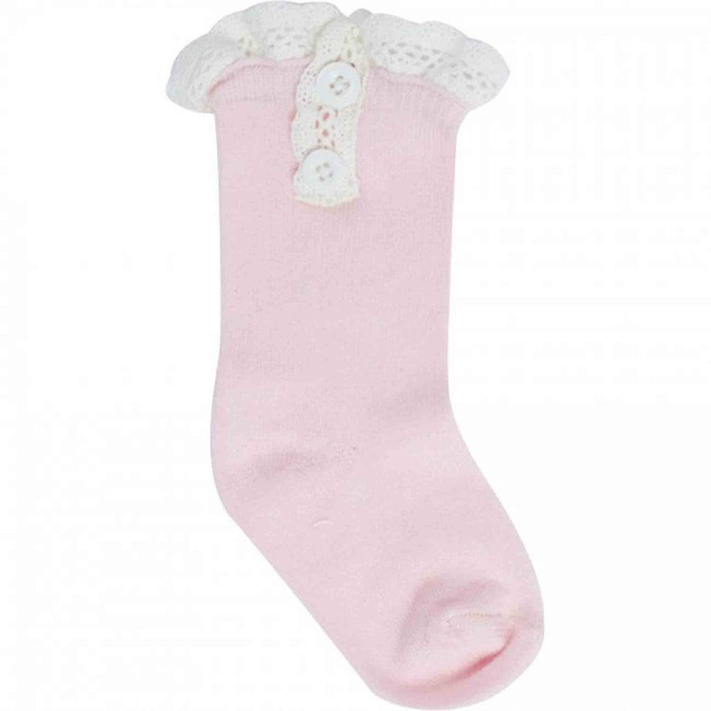
            
                Load image into Gallery viewer, Pink Lace Trim with Buttons-Boot Socks
            
        