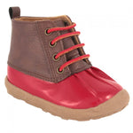 Red & Brown Lace-Up  Duck Boots