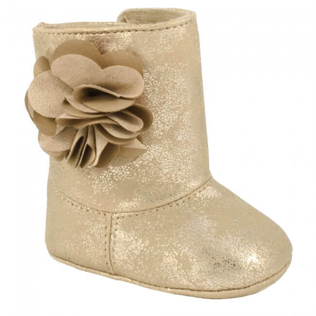 Gold Metallic Boot With Champagne Flower