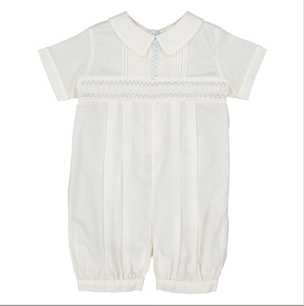 
            
                Load image into Gallery viewer, Boys Ivory Vintage Smocked Romper - Select Size
            
        