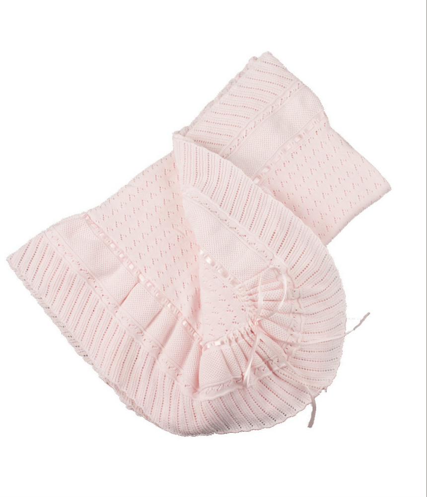 Pointelle Knit Ruffle Blanket - Select Color
