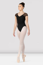 LB5215 - Ladies Flavia Ruched Bodice Cap Sleeve Leotard (Black) - Select Size