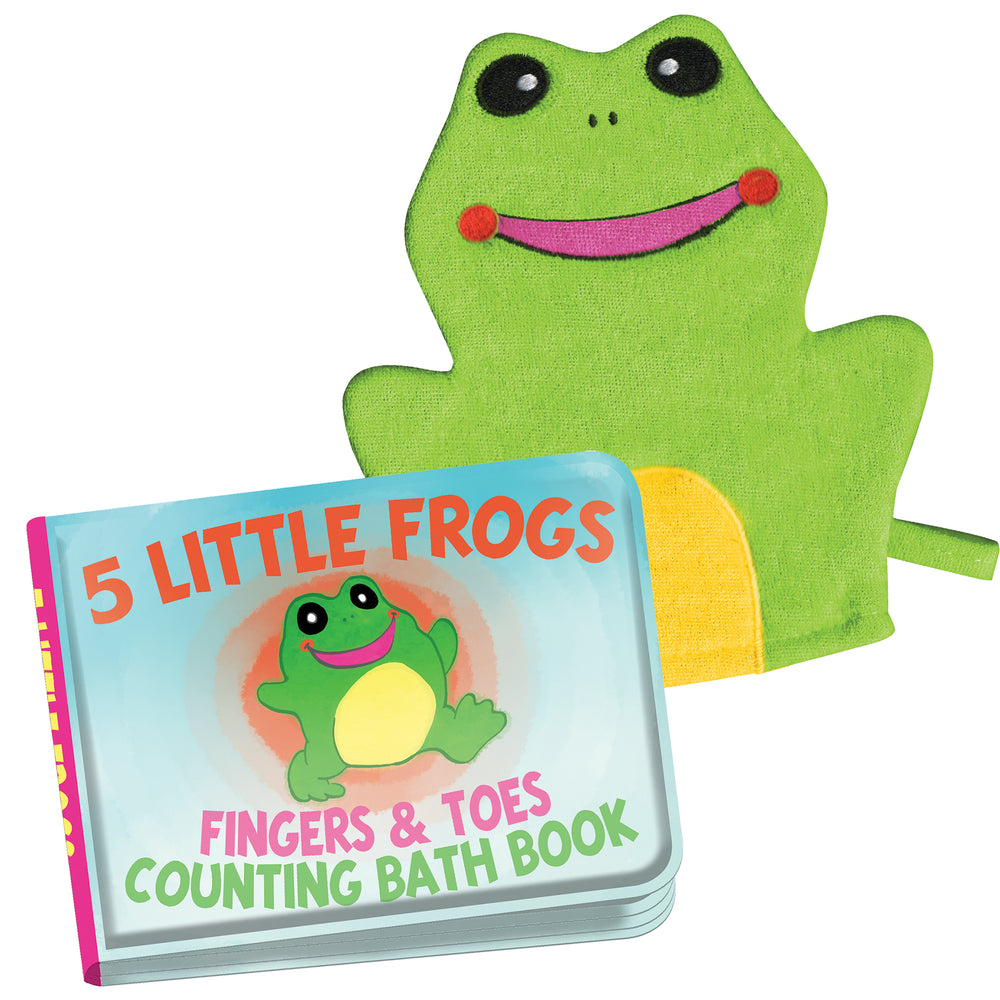 
            
                Load image into Gallery viewer, Five Little Frogs Fingers &amp;amp; Toes Bath Counting Book &amp;amp; Mitt
            
        