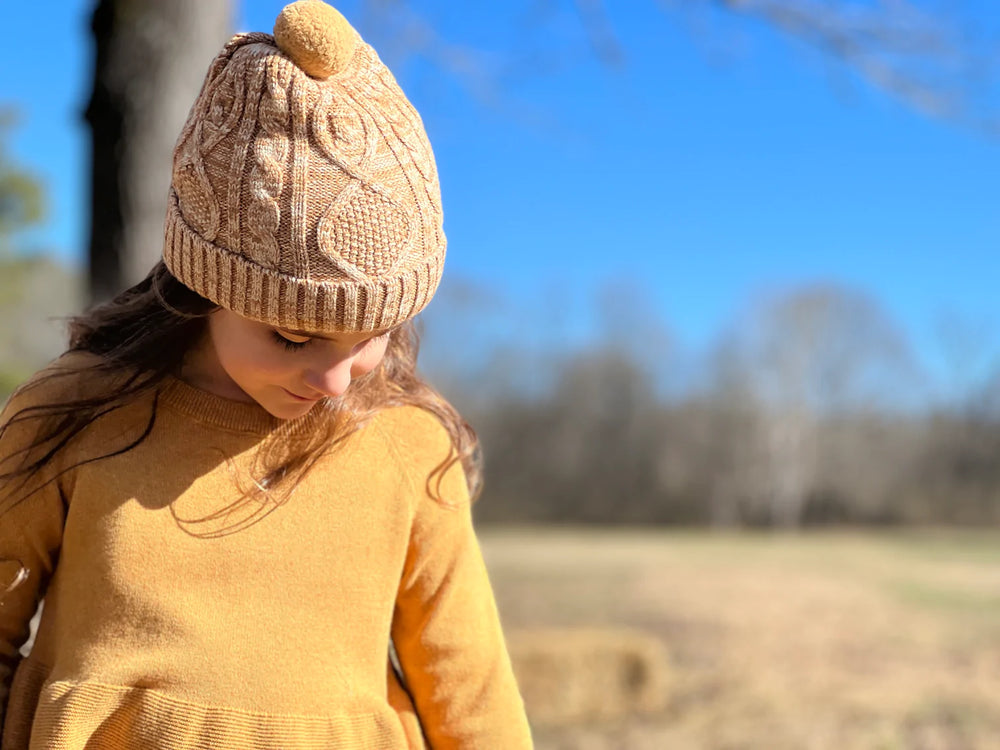 Maddy Knit Hat in Gold - Select Size