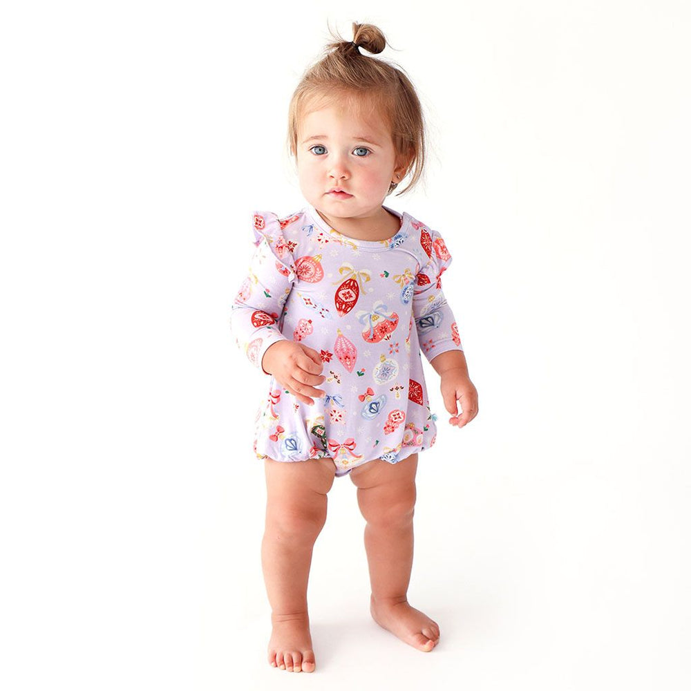 
            
                Load image into Gallery viewer, Holly Long Sleeve Ruffled Bubble Romper - Posh Peanut - Select Size
            
        