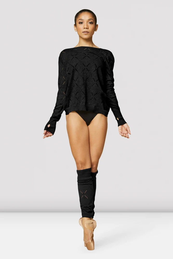 Z3129 - Ladies Amara Knit Cropped Wrap Top (Black)  - Select Size