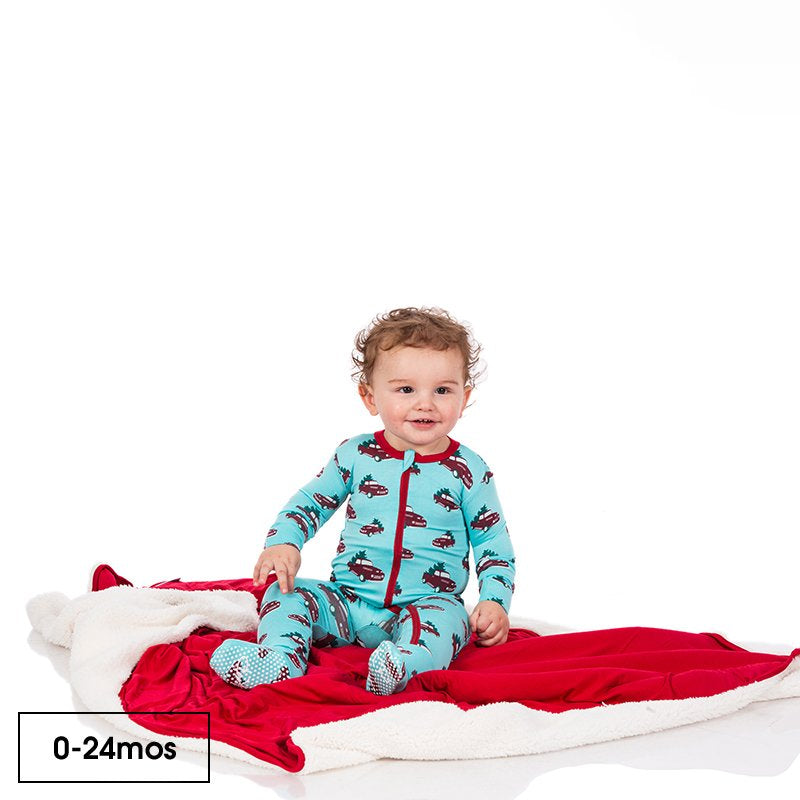 Iceberg Trucks and Trees Print Footie with Zipper - Select Size