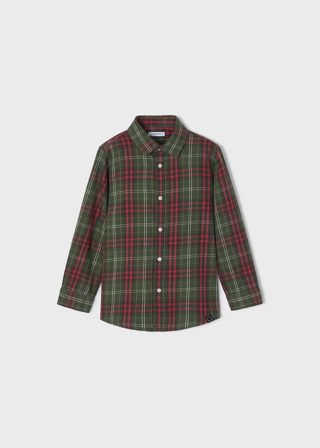 Forest Green Checkered Long Sleeve Boy’s Shirt - Select Size