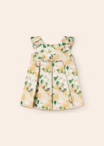 Beige Cotton Floral Print Satin Dress - Select Size