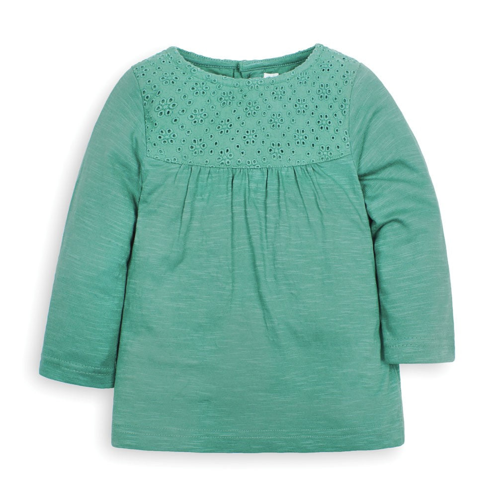 
            
                Load image into Gallery viewer, Broderie Anglaise Top in Green - 6-12 Months
            
        