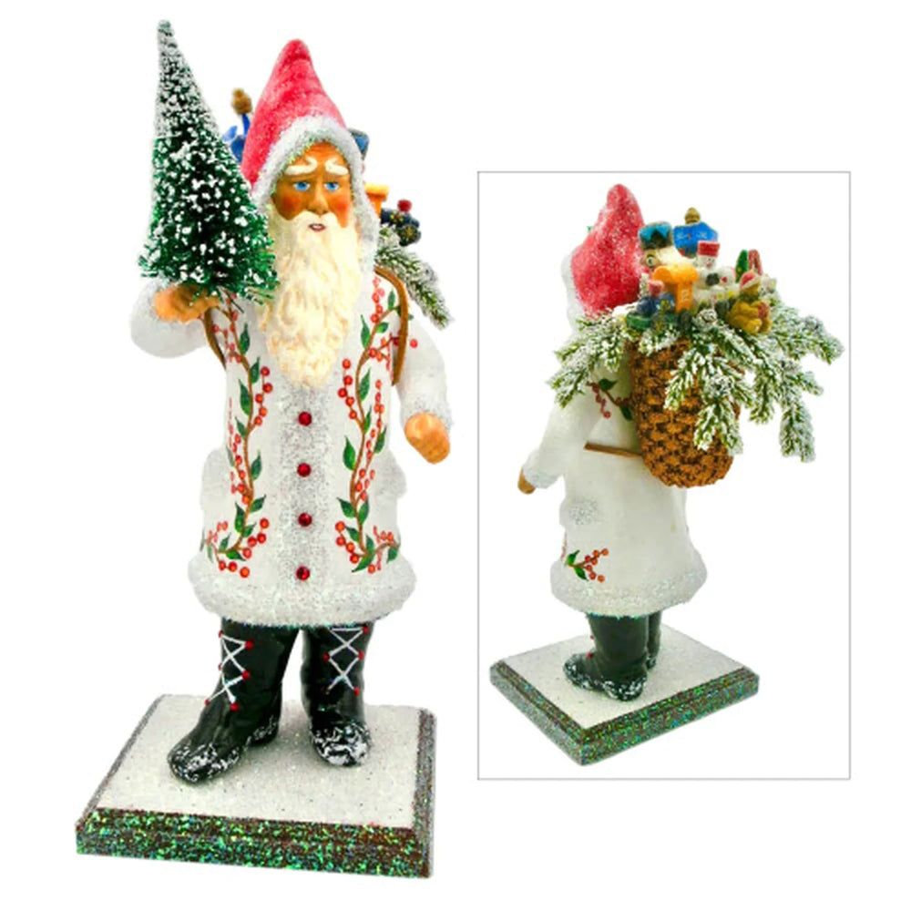 Holly Yule German Santa Figure, 15” Ornament
