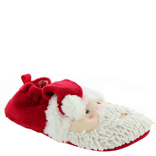 Red Velour Santa Head Stroller Slipper with Chenille - Select Size