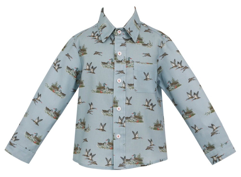 Mallard Duck Button Down Long Sleeve Shirt - Select Size