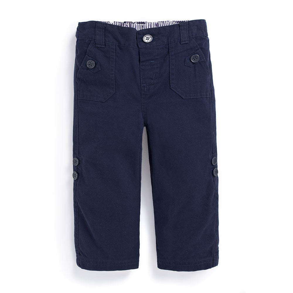 Twill Turn Up Trousers- Navy - Select Size