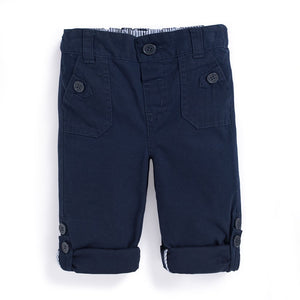 Twill Turn Up Trousers- Navy - Select Size