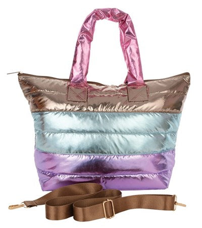 
            
                Load image into Gallery viewer, Icy Color Block Puffer Overnight Bag
            
        