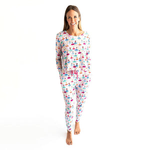 Adalyn Women's Long Sleeve Scoop Neck Top & Jogger Pajama Set - Posh Peanut - Select Size