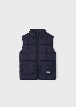 Navy Blue Quilted Checkered Boy's Vest - Select Size