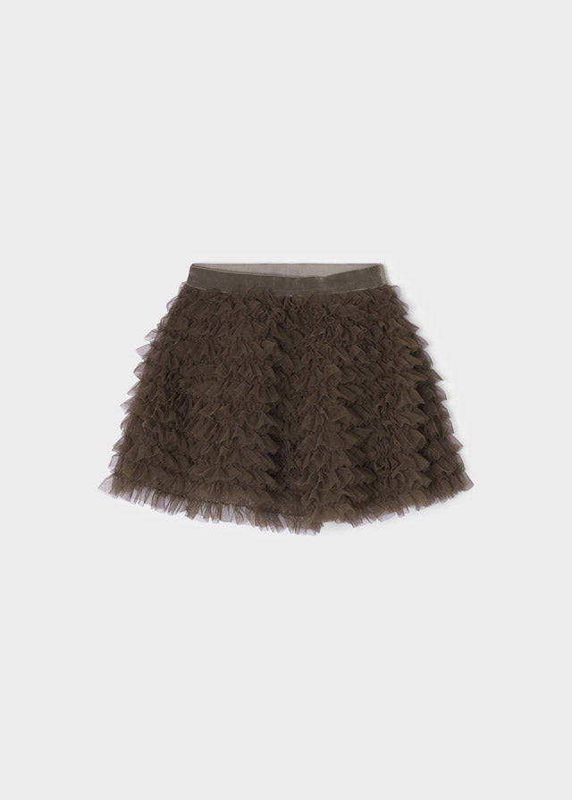 Mocha Ruffled Tulle Skirt - Select Size