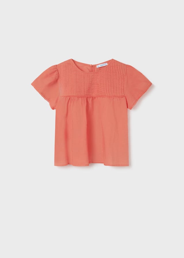 Coral Short Sleeve Cotton Blouse - Select Size