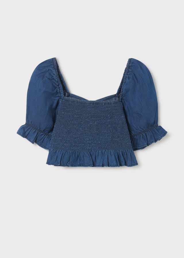 Medium Smocked Denim Girls Top - Select Size