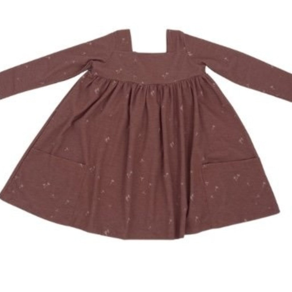 Long Sleeve Rylie Dress in Burgundy Dandelion - Select Size